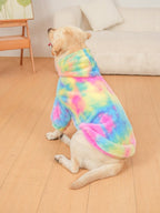 Pet Tie Dye Plush Hoodie, Pet Christmas Clothes, Dog Clothes, Pet Thickened Clothes, Pet Winter Clothes, Dog Winter Clothes, Cat Clothes, Large Dog Clothes, Plus Size Dog Clothes