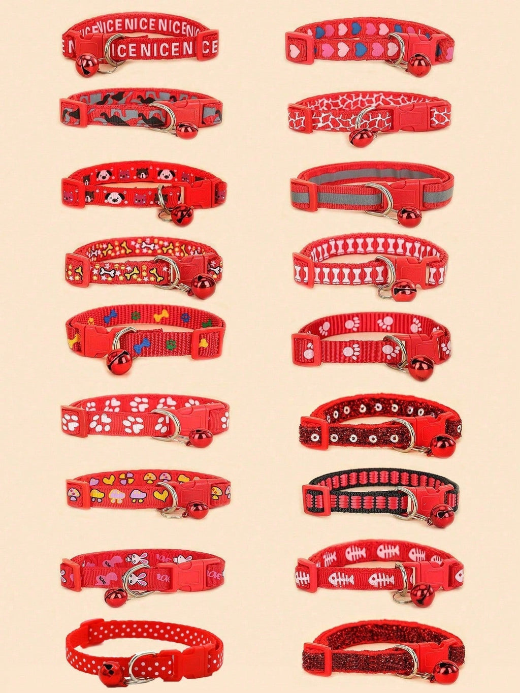 5pcs Random Pattern Dog And Cat Collar With Bell, Cute Cartoon Decorative Collar