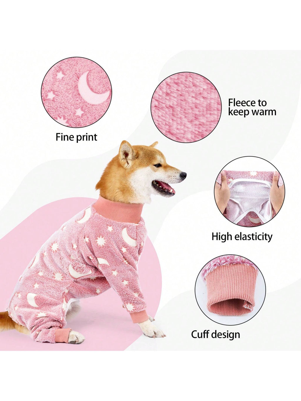 Fuzzy Dog Pajamas For Cold Weather 4 Legs Clothes, Dog Winter Clothes For Small Medium Large Dogs Pet With Feet Warm Soft Pet Romper Winter
