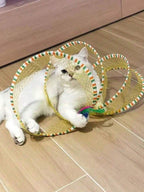 Pack Of 1 / Pack Of 2 - S-Shape Cat Tunnel Toy, Wire Mesh & Gauze Patchwork Design, Foldable With Sound Effect, Suitable For Indoor Family Entertainment & Stress Relief