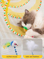 Pack Of 1 / Pack Of 2 - S-Shape Cat Tunnel Toy, Wire Mesh & Gauze Patchwork Design, Foldable With Sound Effect, Suitable For Indoor Family Entertainment & Stress Relief
