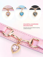 NEW 1Pc PU Leather Delicate Pet Dog Collar,High-Quality Leather Fabric And Alloy Fittings.Beautiful Gemstone Decoration.