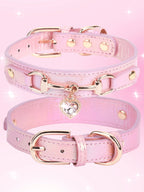 NEW 1Pc PU Leather Delicate Pet Dog Collar,High-Quality Leather Fabric And Alloy Fittings.Beautiful Gemstone Decoration.