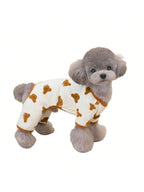 Dog Pajamas Soft Cute Contrast Color Bear Pattern Four-Legged Pullover Dog Sweatshirts