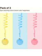 Hanging Fluffy Cat Lover And Cat Mom Love Ball Toys 3 Pcs With Bell, Interactive Cat Lover And Cat Mom Love Retractable, Cat Lover And Cat Mom Love Toys Indoor Kitten Play Chase Exercise Physical Stimulation
