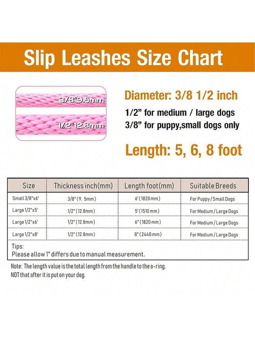 1pc Braided Rope Leash,Slip Lead Dog Leash For Small Medium And Large Dogs Walking And Training Outdoor