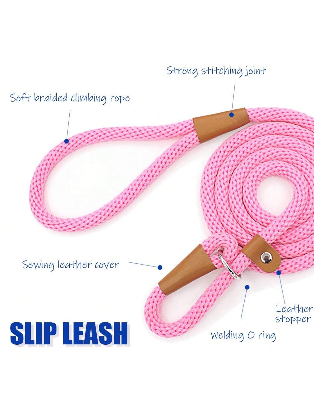 1pc Braided Rope Leash,Slip Lead Dog Leash For Small Medium And Large Dogs Walking And Training Outdoor