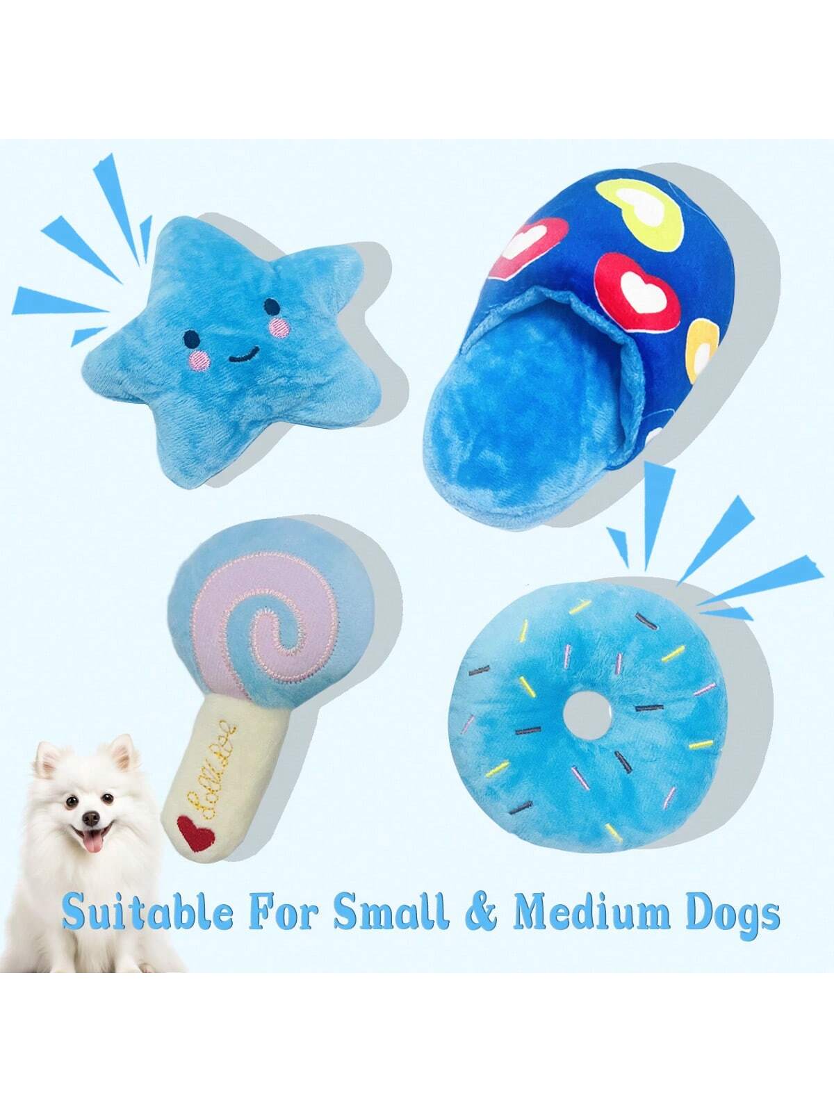 4Pcs/Set Puppy Squeaky Dog Toys Set Plush Puppies,Cute Chew Pets Dog Toy With Squeakers For Small Dogs Playtime, Small To Medium Dog Plush Toys