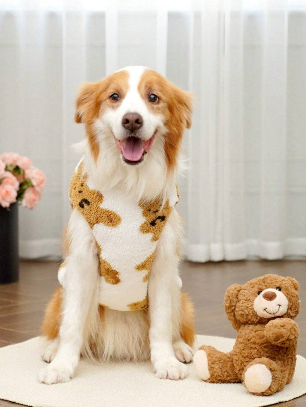 1pc Pet Autumn/Winter Big Dog Knit Sweatshirt Hoodie, Furry Dog Coat