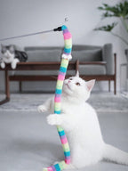 1pc Colorful Fluffy Caterpillar Plush Cat Toy - Whimsical Interactive Play Wand For Mischievous Kittens, Scratch-Resistant And Durable, Battery-Free
