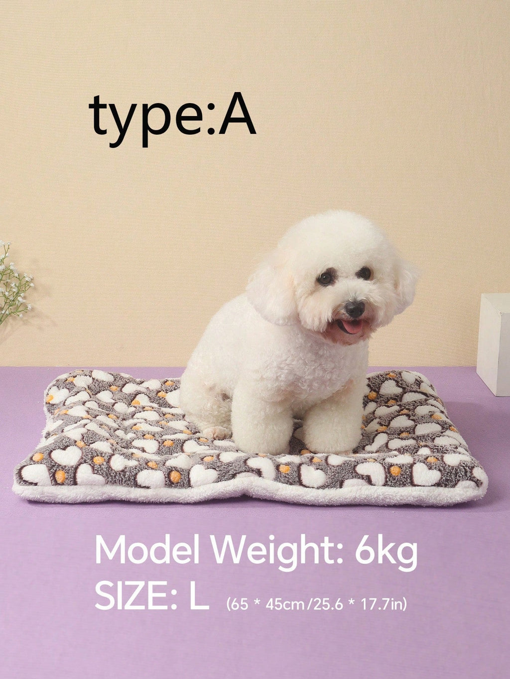 1pc Polyester Star & Heart Breathable Washable Thick Pet Bed Mat For Medium-Small Cats & Dogs, All Seasons (Teddy/Bichon Frise)