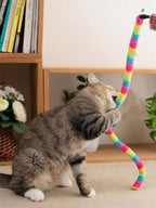 1pc Colorful Fluffy Caterpillar Plush Cat Toy - Whimsical Interactive Play Wand For Mischievous Kittens, Scratch-Resistant And Durable, Battery-Free