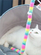 1pc Colorful Fluffy Caterpillar Plush Cat Toy - Whimsical Interactive Play Wand For Mischievous Kittens, Scratch-Resistant And Durable, Battery-Free