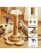 Cats Scratching Post  Scratch Post Premium Sisal Rope Scratch Posts For Kitten And Adult Cats  Wooden Ball Track Interactive Toy With Dangling Balls