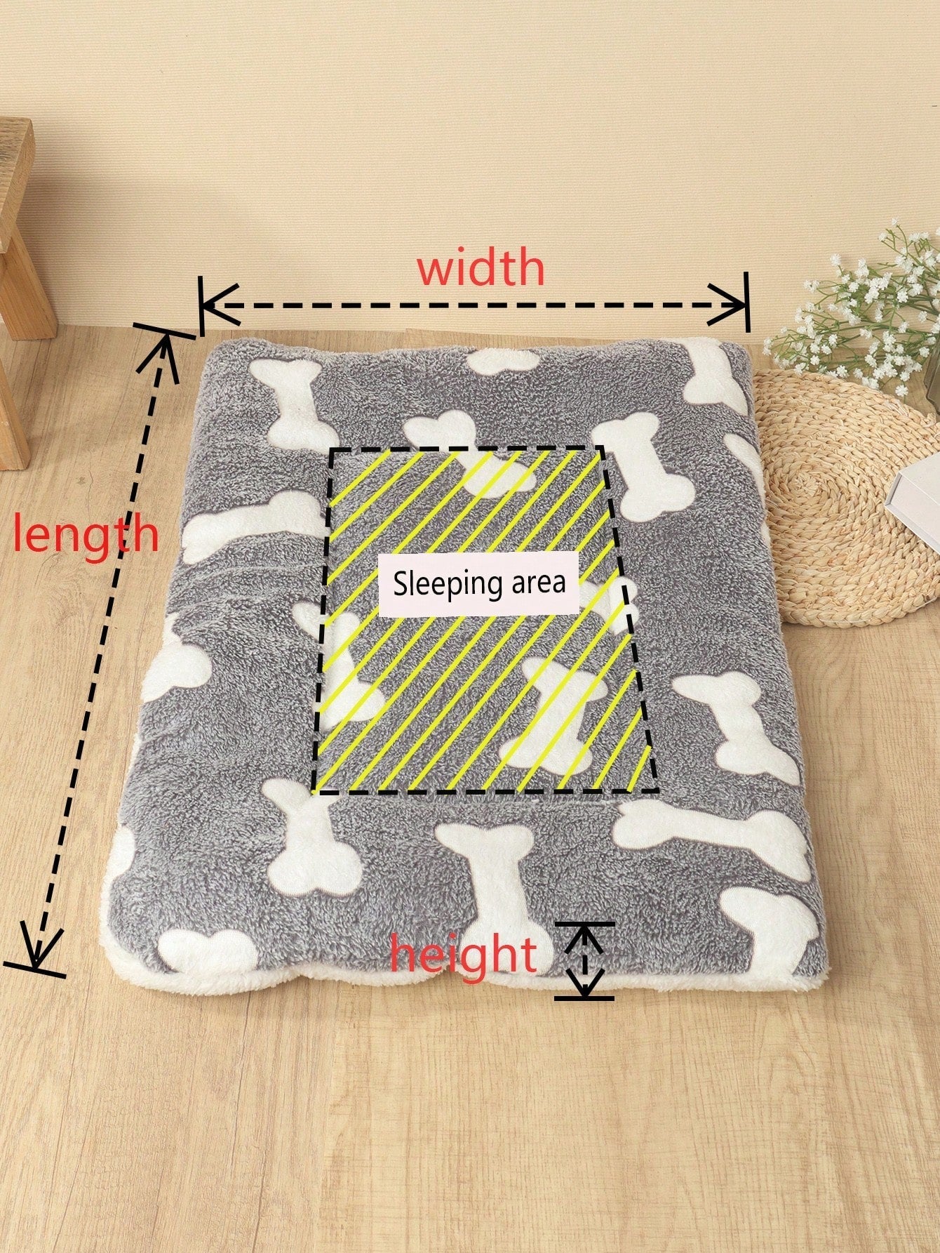 1pc Polyester Star & Heart Breathable Washable Thick Pet Bed Mat For Medium-Small Cats & Dogs, All Seasons (Teddy/Bichon Frise)
