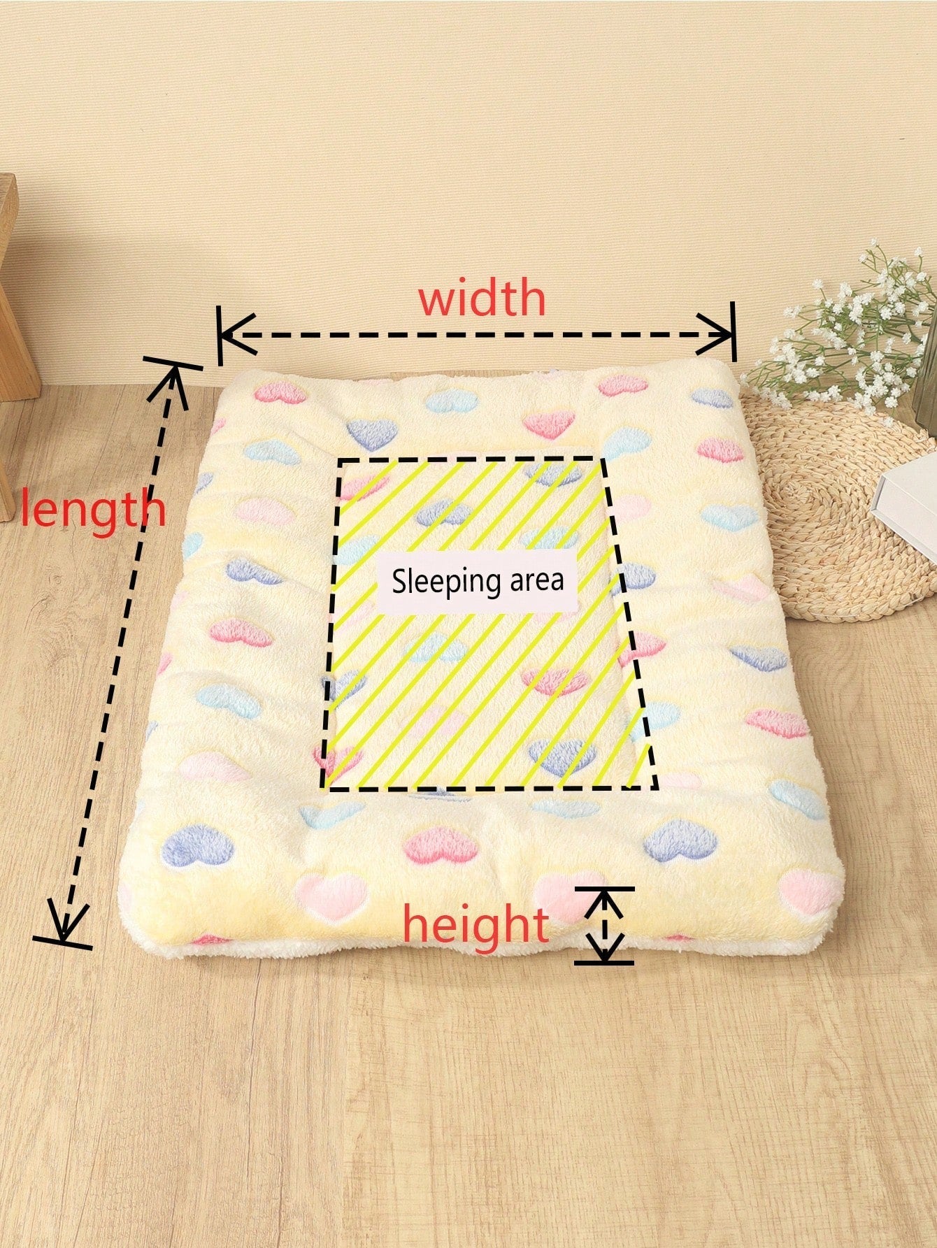1pc Polyester Star & Heart Breathable Washable Thick Pet Bed Mat For Medium-Small Cats & Dogs, All Seasons (Teddy/Bichon Frise)
