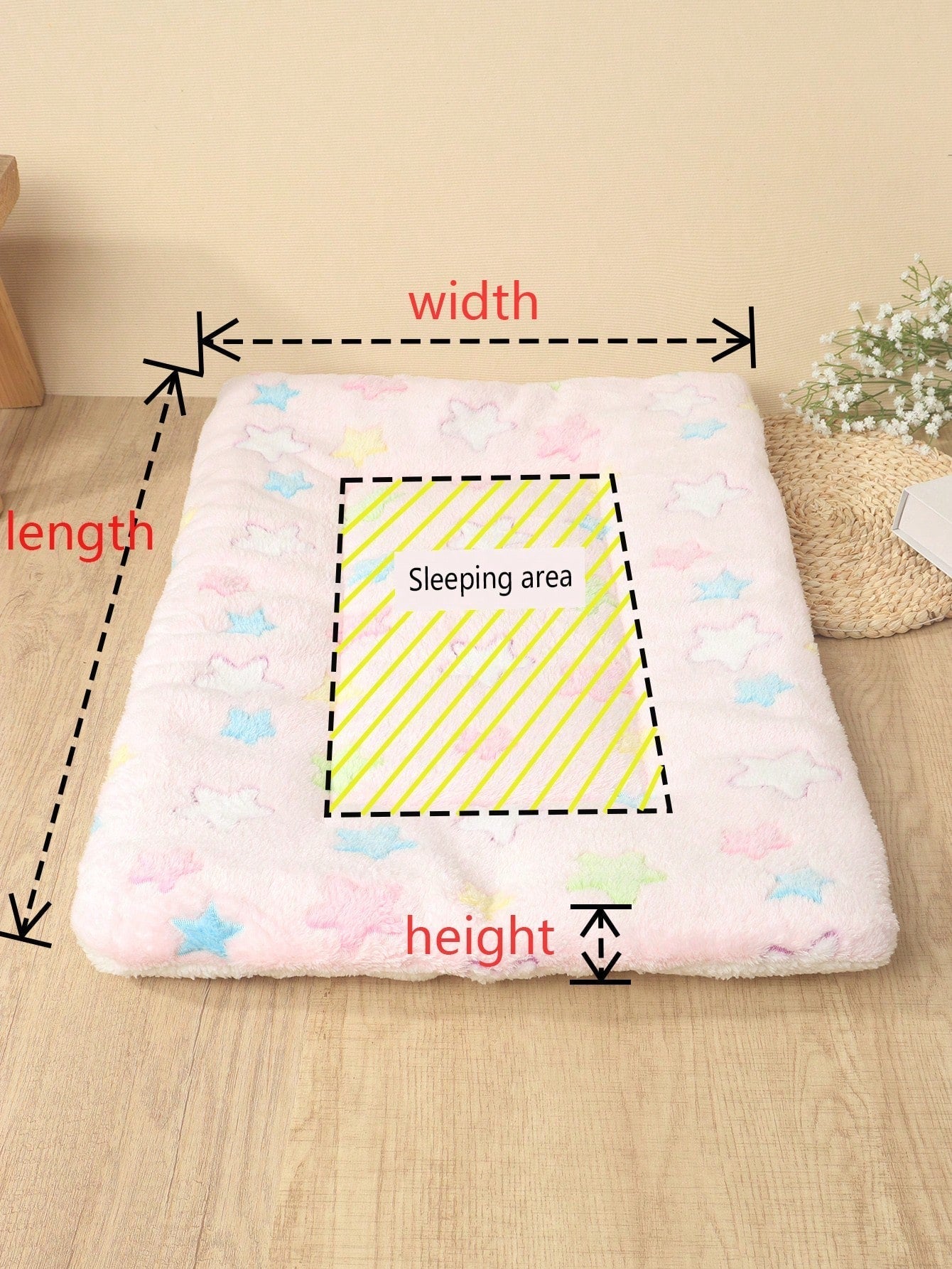 1pc Polyester Star & Heart Breathable Washable Thick Pet Bed Mat For Medium-Small Cats & Dogs, All Seasons (Teddy/Bichon Frise)