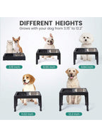 Niubya Elevated Dog Bowls With 2 Stainless Steel Dog Food Bowls, Raised Dog Bowl Adjusts To 5 Heights (3.15", 8.66", 9.84",11.02", 12.2") For Small Medium And Large Dogs