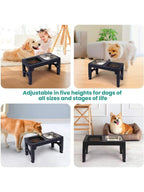 Niubya Elevated Dog Bowls With 2 Stainless Steel Dog Food Bowls, Raised Dog Bowl Adjusts To 5 Heights (3.15", 8.66", 9.84",11.02", 12.2") For Small Medium And Large Dogs