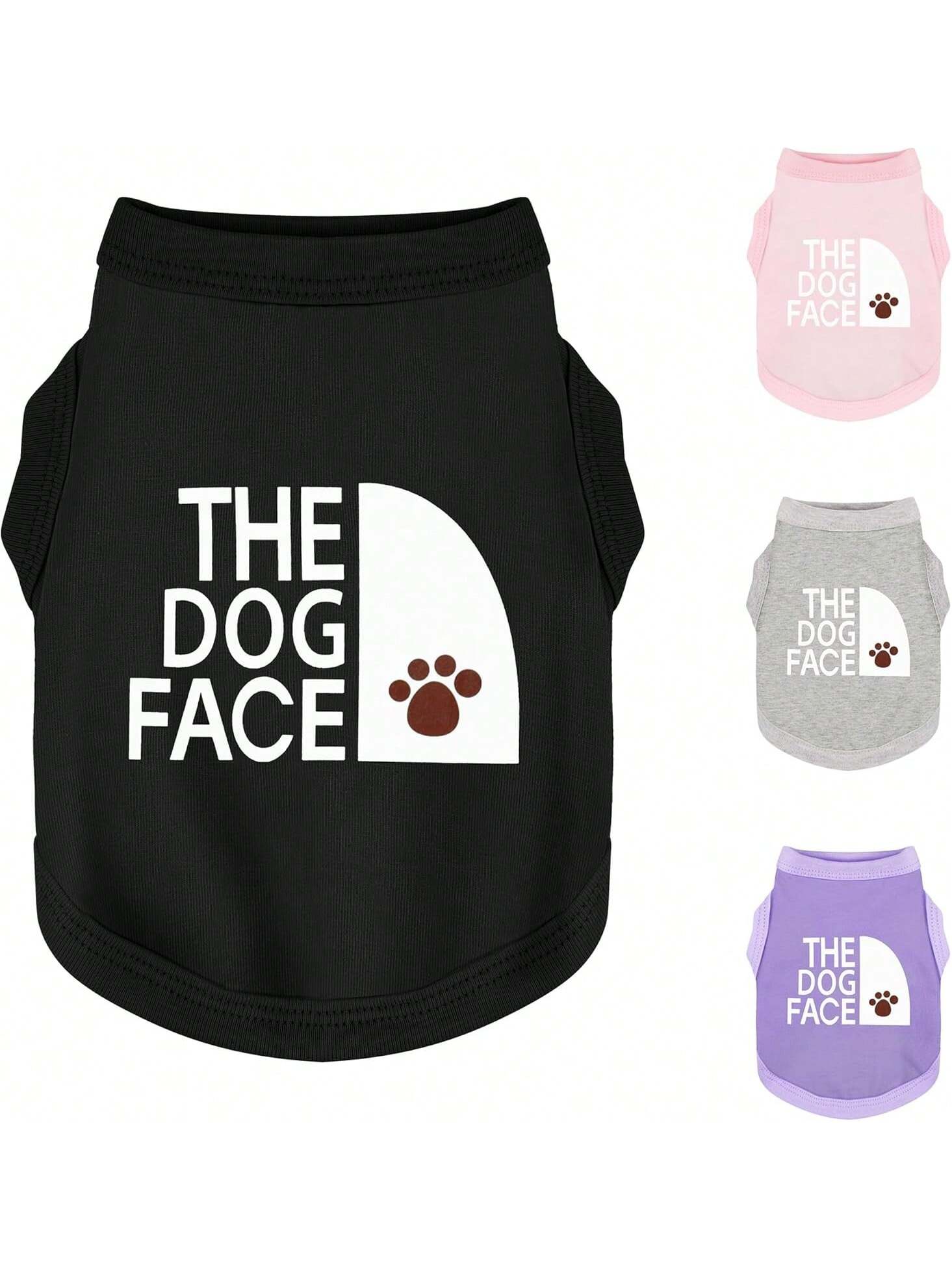 Personality Canine Attire: Soft, Lightweight Cotton Dog Clothes With 'The Dog Face' Print. Small And Medium Breeds, Everyday Wear, Comfortable And Breathable Dog Shirt