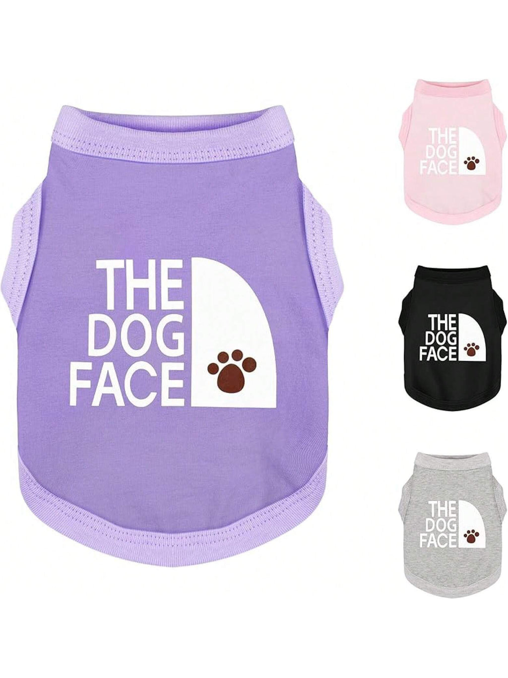 Personality Canine Attire: Soft, Lightweight Cotton Dog Clothes With 'The Dog Face' Print. Small And Medium Breeds, Everyday Wear, Comfortable And Breathable Dog Shirt