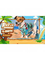 4 Pieces Pet Dog Hawaiian Costume Includes Puppy Cool T-Shirts Summer Clothes Funny Cute Hawaiian Beach Coconut Tree Print Dog Shirt Summer Camp Shirt Clothes For Medium To Large Pet