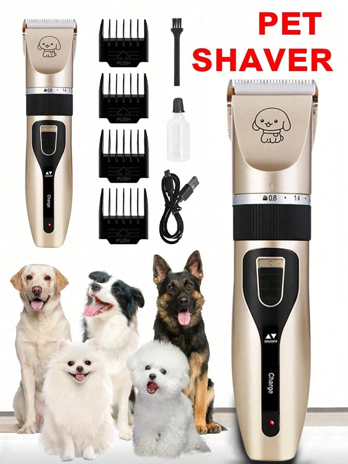USB Rechargeable Dog Hair Clipper, Cordless Dog Grooming Kit, Cat Hair Trimmer, Pet Grooming Tools
