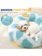 PetDonut Dog Cat Bed AntiAnxiety Calming Round Pet Bed For Small Dogs Washable Fluffy Faux Fur Donut Cushion Beds For Small Medium Pets 20 Bed
