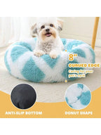 PetDonut Dog Cat Bed AntiAnxiety Calming Round Pet Bed For Small Dogs Washable Fluffy Faux Fur Donut Cushion Beds For Small Medium Pets 20 Bed