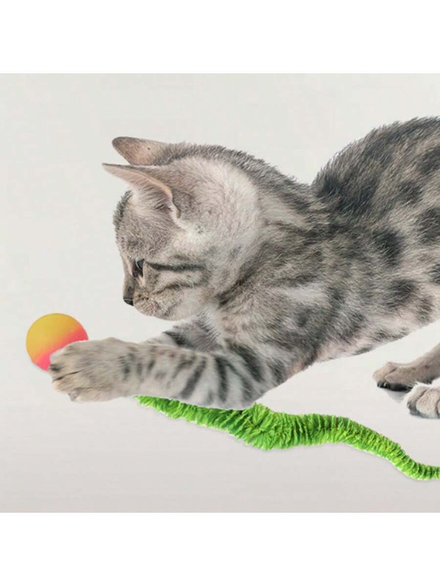 Caterpillar Elastic Ball Cat Toy, Rainbow Caterpillar Cat Toy Stick Accessory
