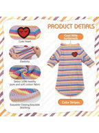 Long Haired Cat Summer ClothingHairless Cats Shirt Breathable Cat Daily Wear Clothes Stripe Vest Adorable Pajamas Jumpsuit Soft SkinFriendly