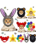 CGLLCute Pet Headwear5 Pieces Cat Hat Dog Costume Cute Bunny Rabbit Hat With Ears Headwear Lion Mane Cap Valentine New Years Day Party Accessory For Kitten Puppy Dress Up Adjustable Birthday PartyLHCG5102