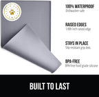 GORILLA GRIP 100% Waterproof Raised Edge BPA Free Silicone Pet Feeding Mat, Dog Cat Food Mats Contain Spills Protects Floors, Placemats for Cats and Dogs Water Bowl, Pets Accessories 16x10, Gray
