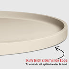 DogBuddy Dog Food Mat - Waterproof Dog Bowl Mat, Silicone Pet Mat for Food and Water Bowls, Nonslip Pet Feeding Mat with Edges, Dogs Food Mats for Floors, Puppy Supplies (Small, White Sand)