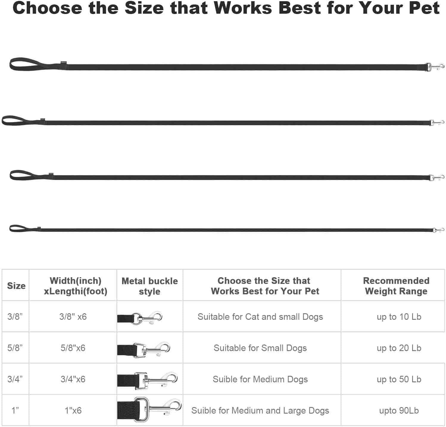 AMAGOOD 6 FT Cat Leash, Strong and Durable Traditional Style Leash with Easy to Use Collar Hook,Cat Lead Great for Cats (3/8 in x 6 ft,Black and Pruple(2-Pack))
