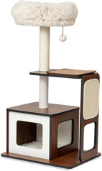Cat Tree Tower for Small Cats, 41 Inch Wooden Multi-Level Cat Condo with Sisal Scratching Posts - Stable Activity Center, Plush Perch & Hanging Ball Toy