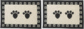 PetRageous 12049 Paws Jumbo Tapestry Dog and Cat Non-Skid Machine Washable Placemat for Pet Feeding Areas with Rubber Backing 18-Inch by 28-Inch for Dogs and Cats, Black and Natural (Pack of 2)