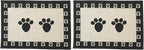 PetRageous 12049 Paws Jumbo Tapestry Dog and Cat Non-Skid Machine Washable Placemat for Pet Feeding Areas with Rubber Backing 18-Inch by 28-Inch for Dogs and Cats, Black and Natural (Pack of 2)