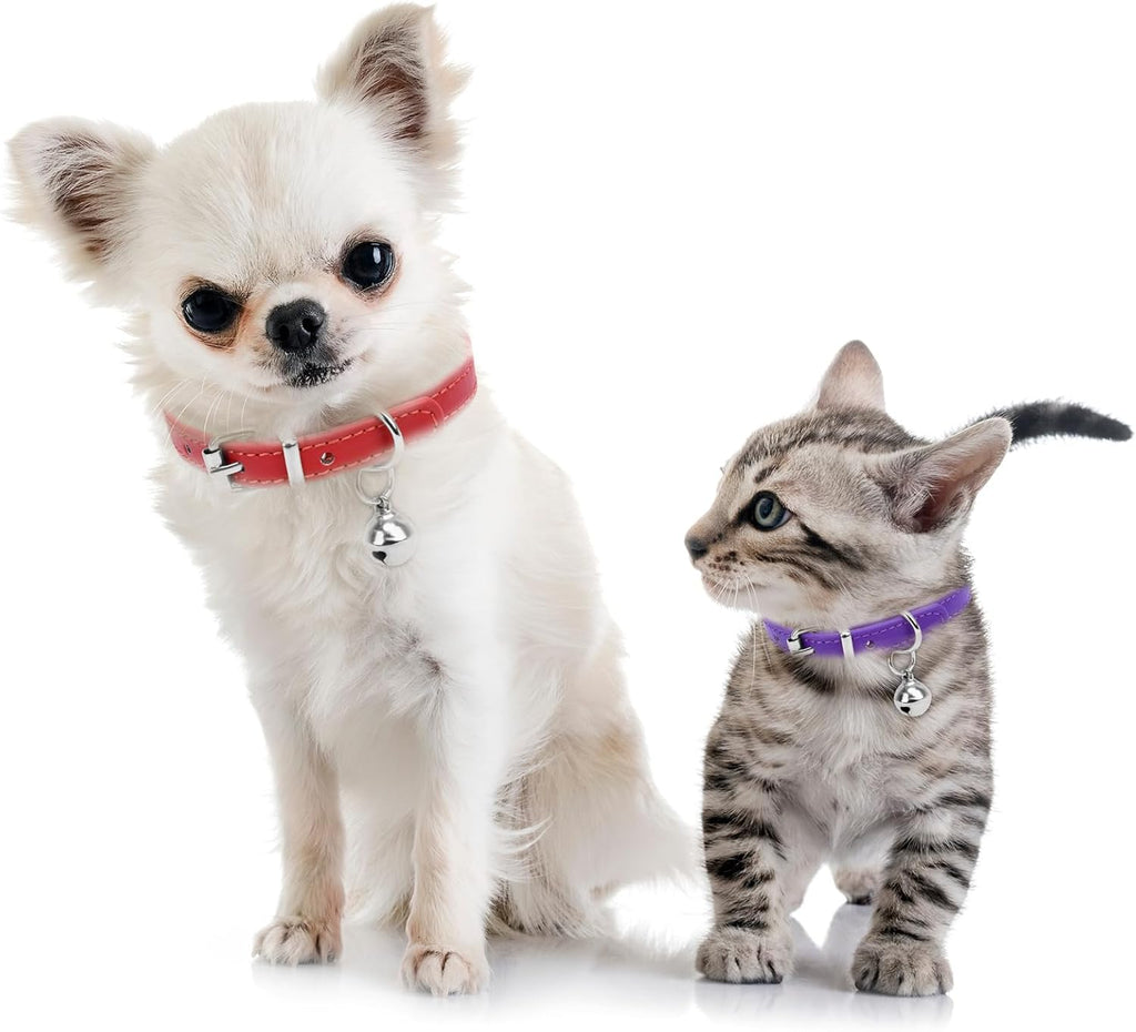 XXS Teacup Dog Collar - Light Blue & Pink, 3/8 inch Width for Small Dogs & Cats