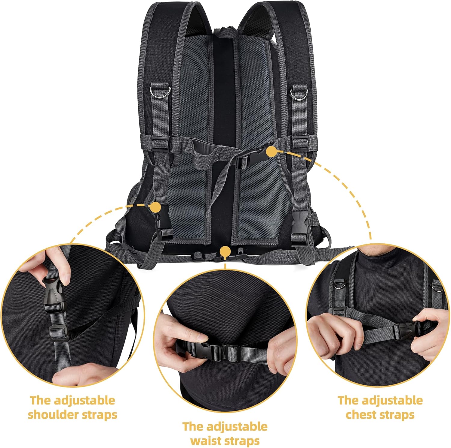 WOYYHO Pet Dog Carrier Backpack Small Dog Front Backpack Ventilated Dog Carrier Back Pack with Storage Pockets, Adjustable Straps & Safety Belt for Travel Hiking Outdoor (Size M: 5-9 lbs, Black)