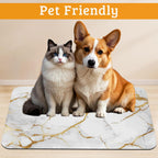 Abstract Marble Dog Food Mat,White Gold Absorbent Pet Feeding Mat for Food and Water Bowl,Quick Dry Dog Placemat Non Slip Rubber Backing Waterproof Pet Supplies 16" x 24"