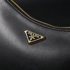 Prada Cleo Black Brushed Leather Shoulder Bag