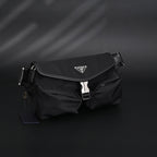 Prada Nylon Black Belt Bag with Silver Logo