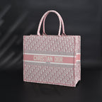 Dior Book Tote Oblique Embroidered Canvas Bag – Large Pink