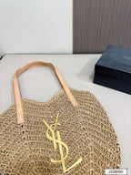 YSL SAINT LAURENT Vacation Casual Raffia Woven Tote Bag 35x32cm
