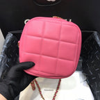 Chanel lambskin diamond cut Pink bag