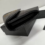 YSL Long Wallet Black Leather Gold Tone 10769 19cm